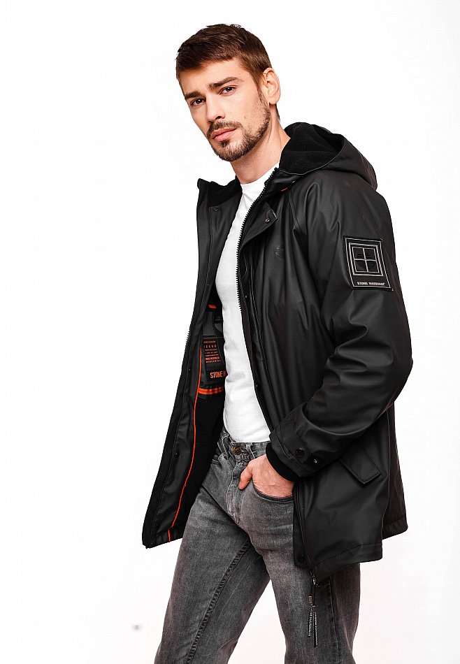 Stone Harbour Rihaa Herren wasserdichter Regen Parka mit Fleece gefüttert Schwarz Gr. 48 - M