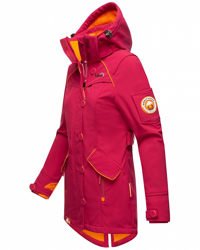 Marikoo Elegante Damen Übergangs Softshell Jacke mit Kapuze Soulinaa Fuchsia Gr. 44 - XXL