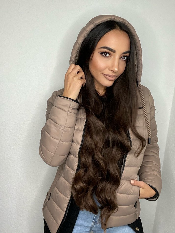 Navahoo Lulana Damen Übergangs Steppjacke mit Kapuze Taupe Gr. 40 - L