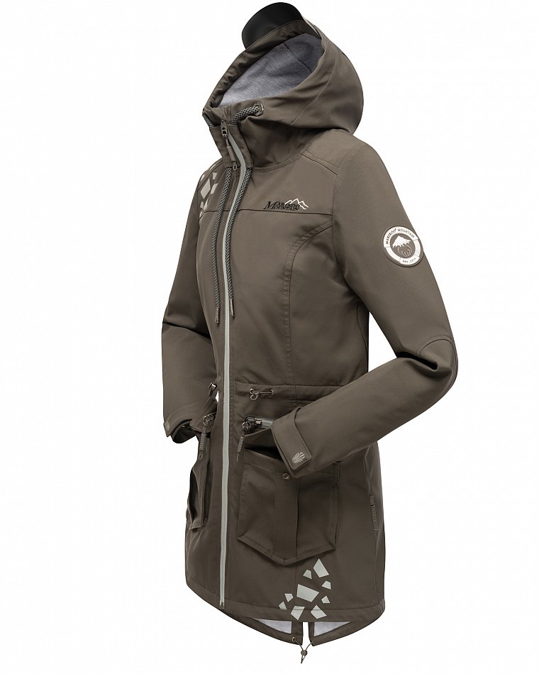 Marikoo Wasserfeste Damen Softshell Übergangsjacke mit Kapuze und Reflektoren Ulissaa Anthrazit Gr. 42 - XL