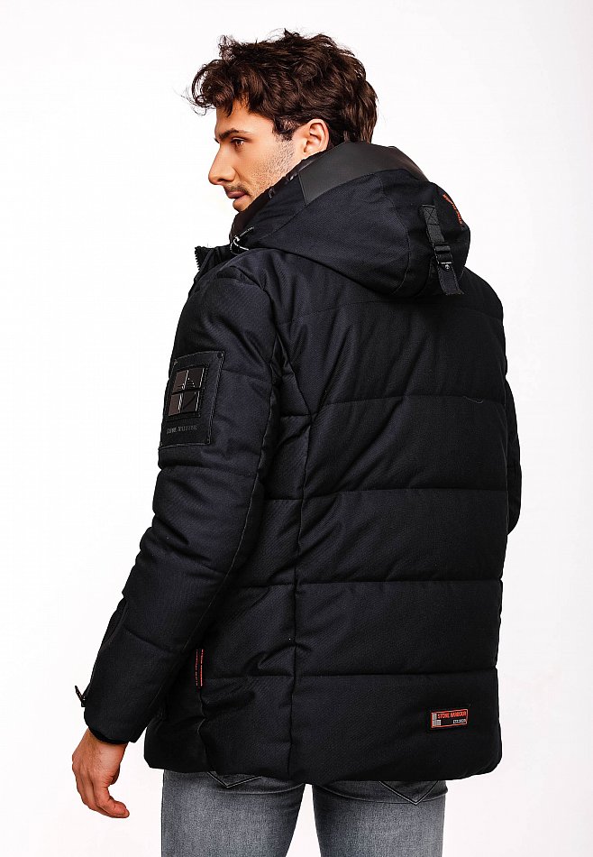 Stone Harbour Mitjaa Herren Wintermantel Parka mit Doppel Kapuze Navy Gr. 46 - S