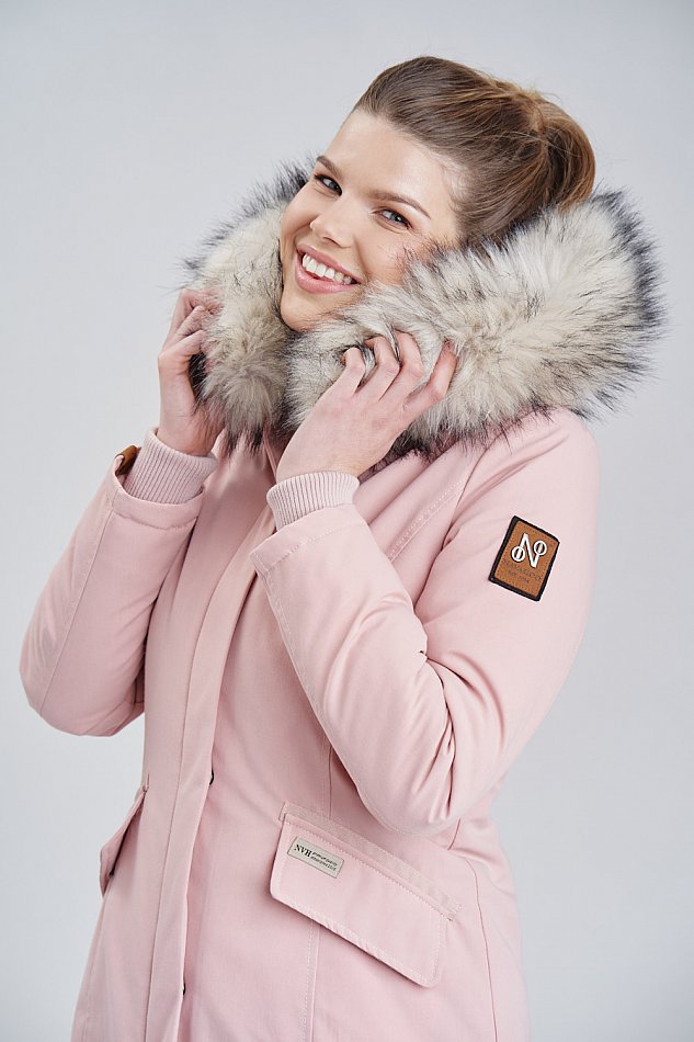 Navahoo Cristal Winterjacke Winterparka mit Kapuze & Kunstfell Rosa Gr. 42 - XL