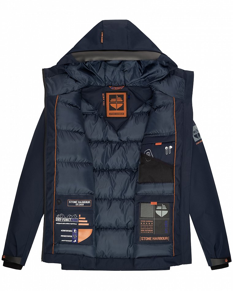 Stone Harbour Moagaa Herren wasserdichte Winterjacke Outdoorjacke mit Kapuze Navy Gr. 56 - XXXL