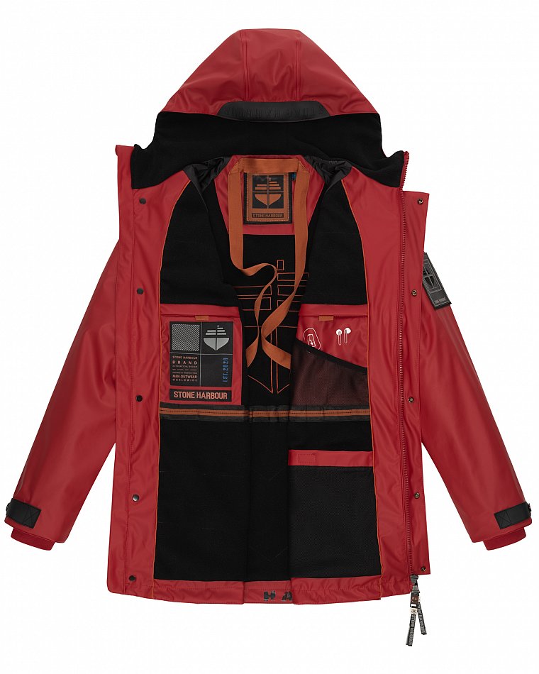 Stone Harbour Rihaa Herren wasserdichter Regen Parka mit Fleece gefüttert Chili Red Gr. 52 - XL