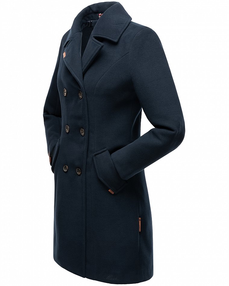 Marikoo Nanakoo Damen eleganter Wintermantel Trenchcoat Navy Gr. 38 - M