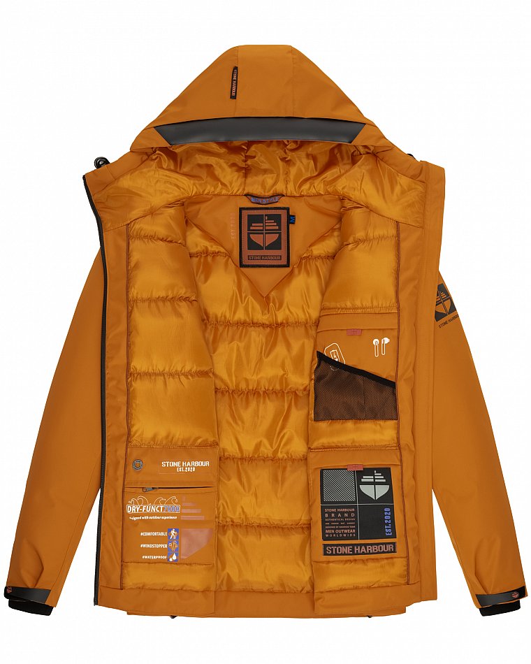 Stone Harbour Moagaa Herren wasserdichte Winterjacke Outdoorjacke mit Kapuze Ocher Brown Gr. 48 - M