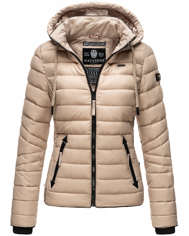 Navahoo Lulana Damen Übergangs Steppjacke mit Kapuze Taupe Gr. 40 - L