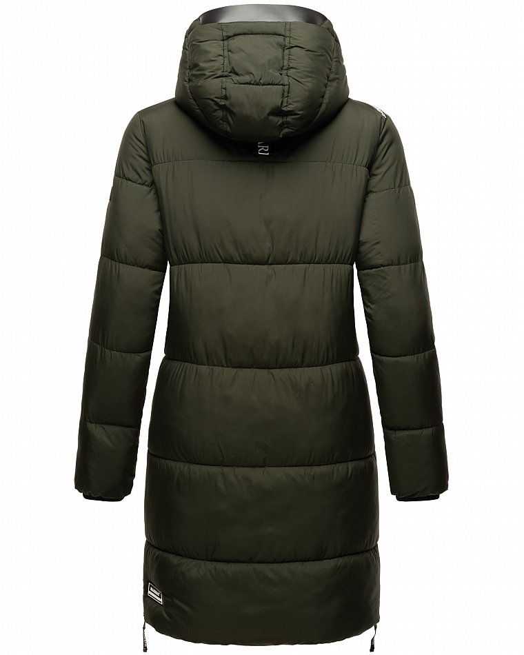 Marikoo Damen Winter Steppmantel Kunstfell Streliziaa Olive