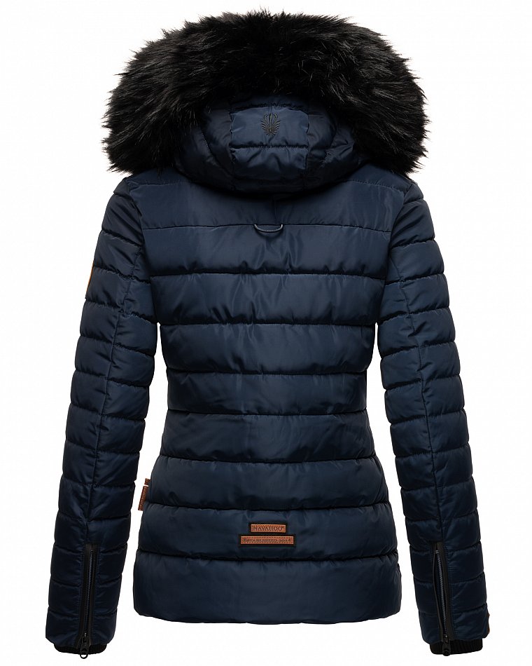 Navahoo Wisteriaa Damen Winter Steppjacke mit Kunstfell Navy Gr. 42 - XL