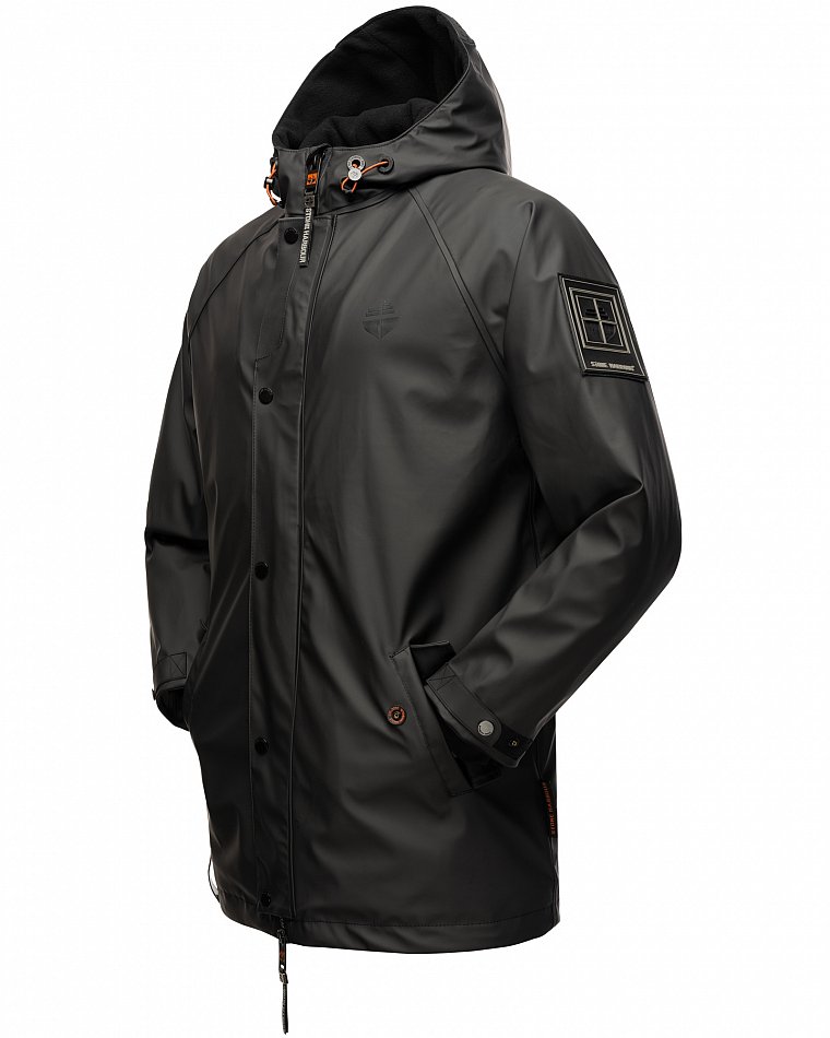 Stone Harbour Rihaa Herren wasserdichter Regen Parka mit Fleece gefüttert Schwarz Gr. 48 - M