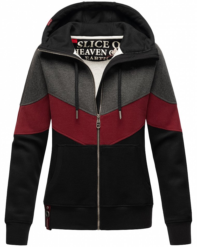 Navahoo Honigperle Blocking Color Sweatjacke Hoodie Schwarz Gr. 40 - L