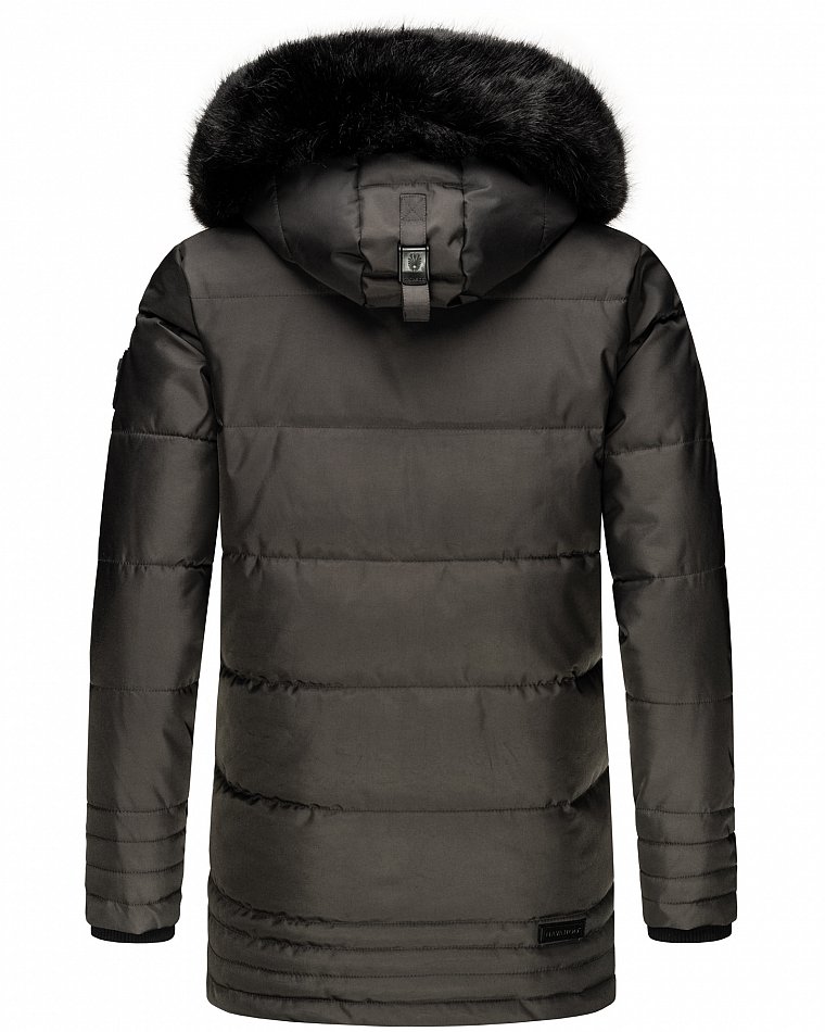 Navahoo Luaan Herren Wintermantel Parka mit Kunstfell & Kapuze Anthrazit Gr. M