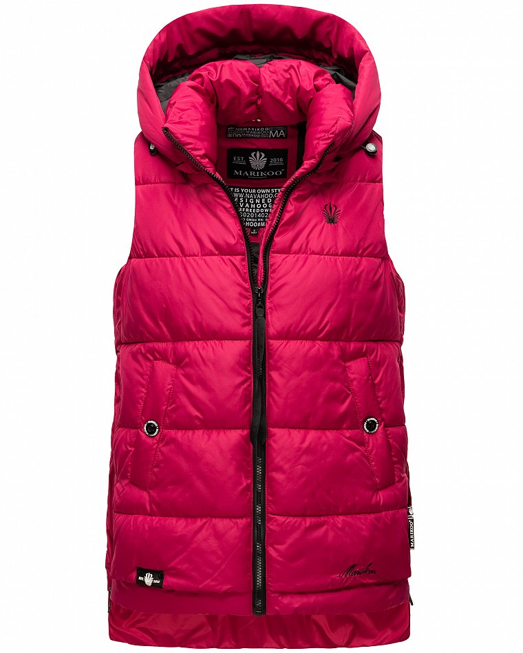 Marikoo Zarinaa Damen Übergangsweste Steppweste mit Kapuze Fuchsia Gr. 38 - M