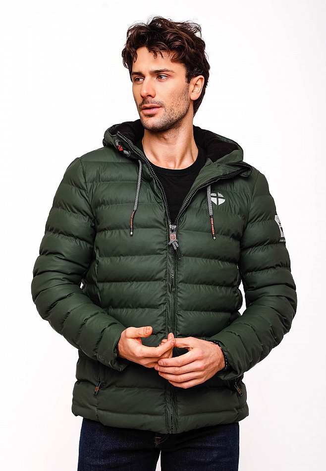 Stone Harbour Herren Winter Regen Steppjacke Zaharoo mit Kapuze Olive Gr. 54 - XXL