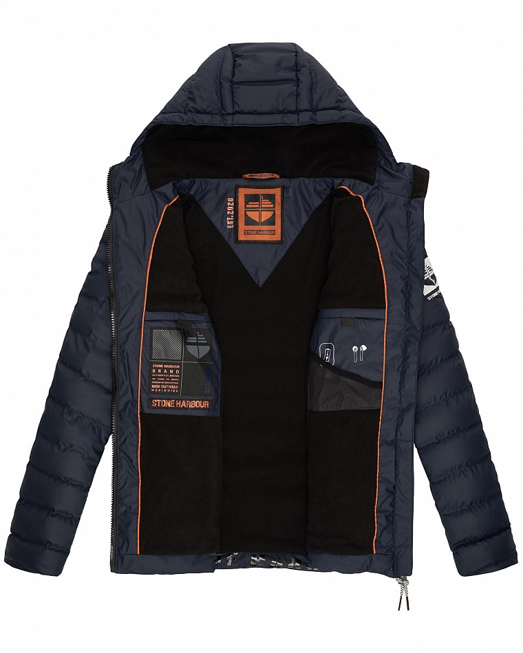 Stone Harbour Herren Winter Regen Steppjacke Zaharoo mit Kapuze Navy Gr. 48 - M