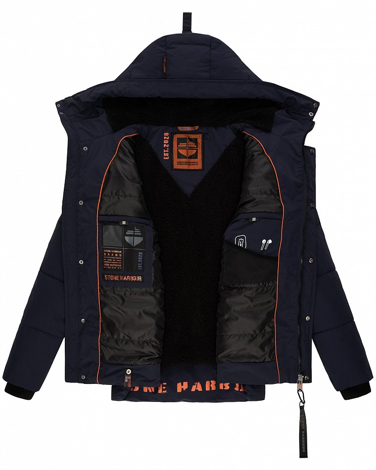 Stone Harbour Admaroo Herren Winterjacke gesteppt mit Kapuze Navy Gr. 50 - L