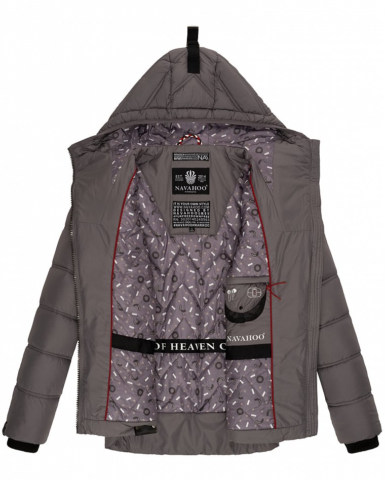 Navahoo Renesmee Winterjacke Stepp Jacke mit Kapuze Dunkel Grau Gr. 38 - M