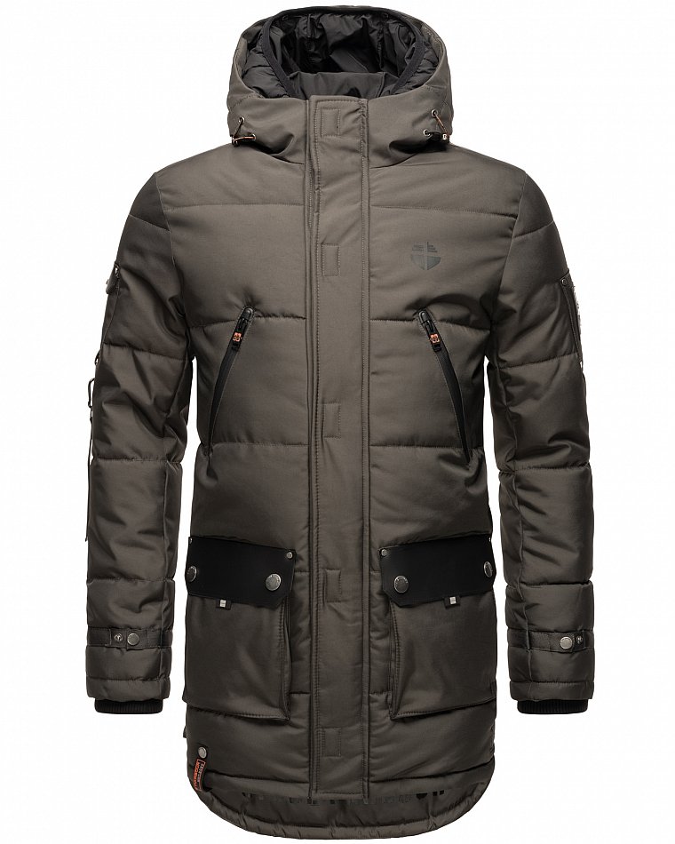 Stone Harbour Herren Winterparka Wintermantel mit Doppel Kapuze Tahaa Anthrazit Gr. 48 - M