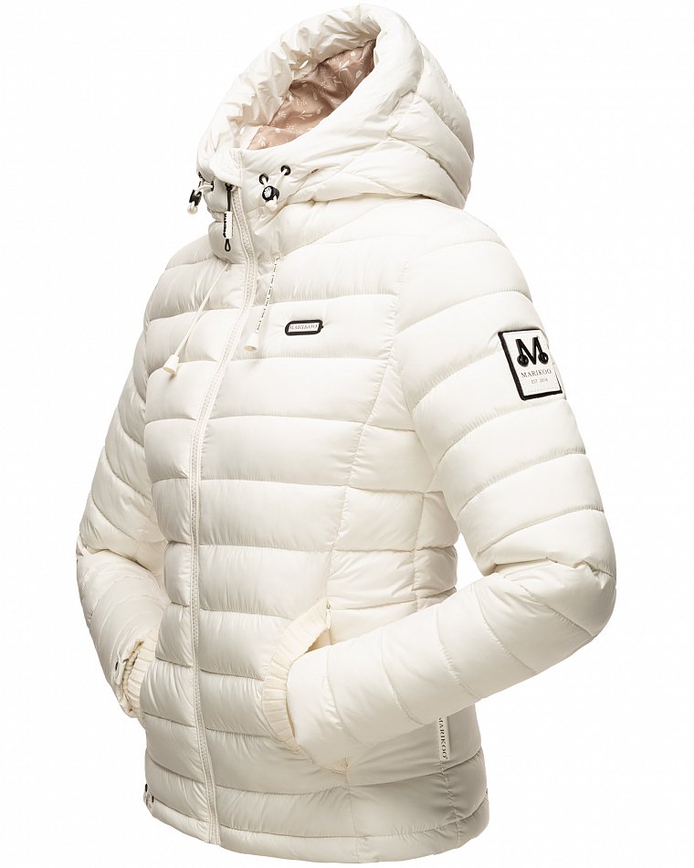 Marikoo Nasriin Damen Übergangsjacke Steppjacke mit Kunstfell Off White Gr. 34 - XS