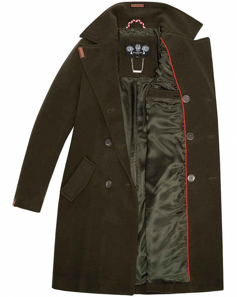 Marikoo Nanakoo Damen eleganter Wintermantel Trenchcoat Dunkel Grün Gr. 36 - S