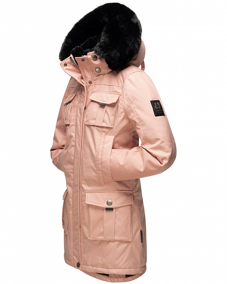 Navahoo Winterparka Wintermantel mit Kapuze & Kunstfell Tiniis Rosa Gr. 36 - S
