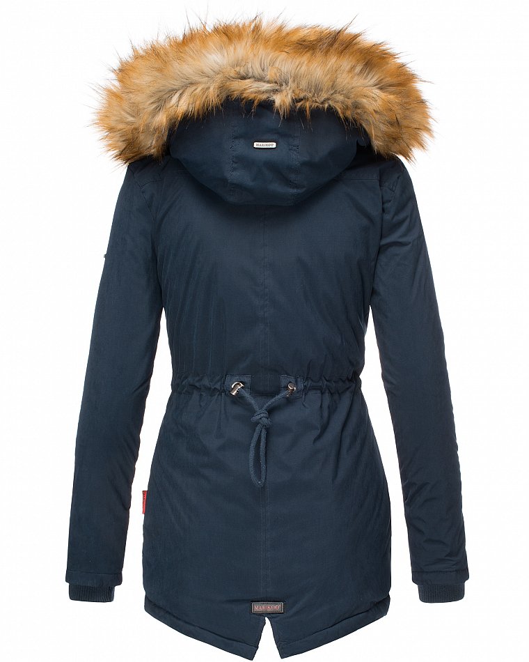 Marikoo Akira Damen Winter Jacke Parka Gefüttert mit Kapuze Blau Gr. 44 - XXL