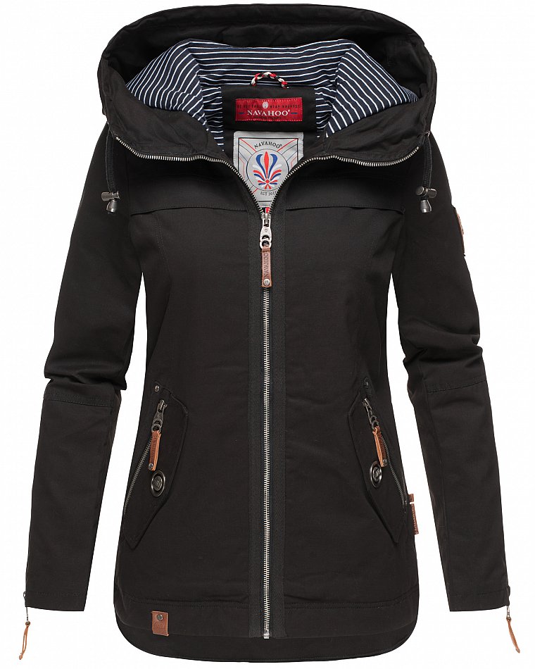 Navahoo Wekoo Damen Übergangsjacke mit Kapuze Schwarz Gr. 36 - S