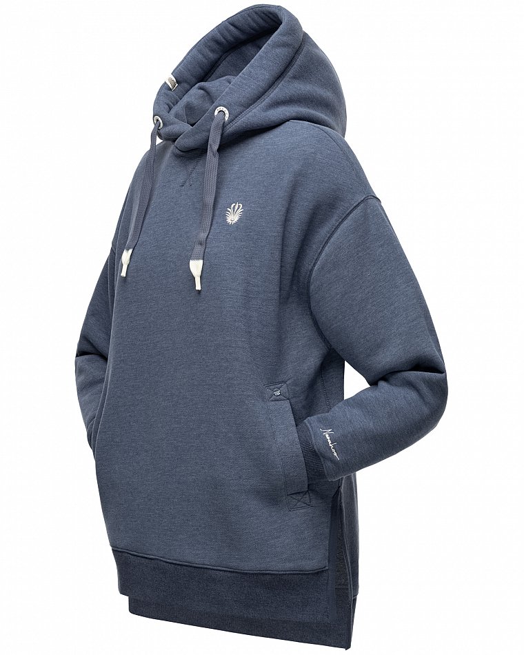 Navahoo Damen Hoodie Sweatpullover Silberengelchen Blau Melange Gr. 36 - S