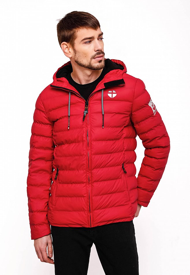 Stone Harbour Herren Winter Regen Steppjacke Zaharoo mit Kapuze Chili Red Gr. 48 - M