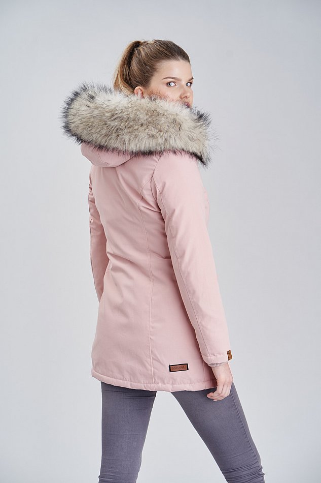 Navahoo Cristal Winterjacke Winterparka mit Kapuze & Kunstfell Rosa Gr. 38 - M