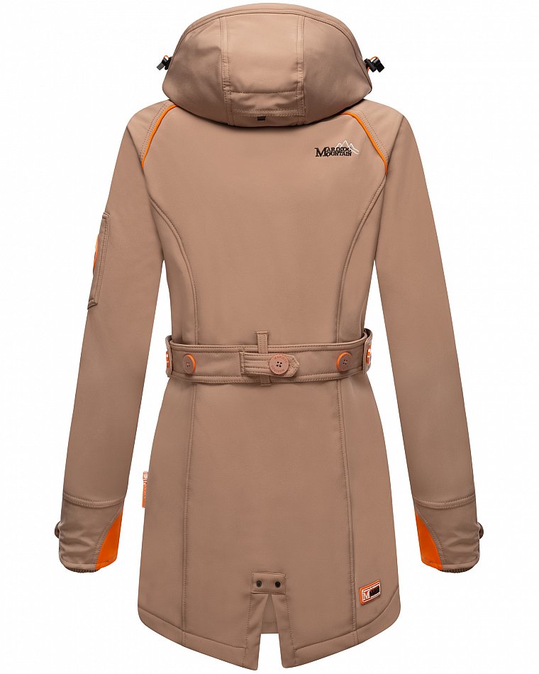 Marikoo Elegante Damen Übergangs Softshell Jacke mit Kapuze Soulinaa Taupe Grey Gr. 46 - XXXL