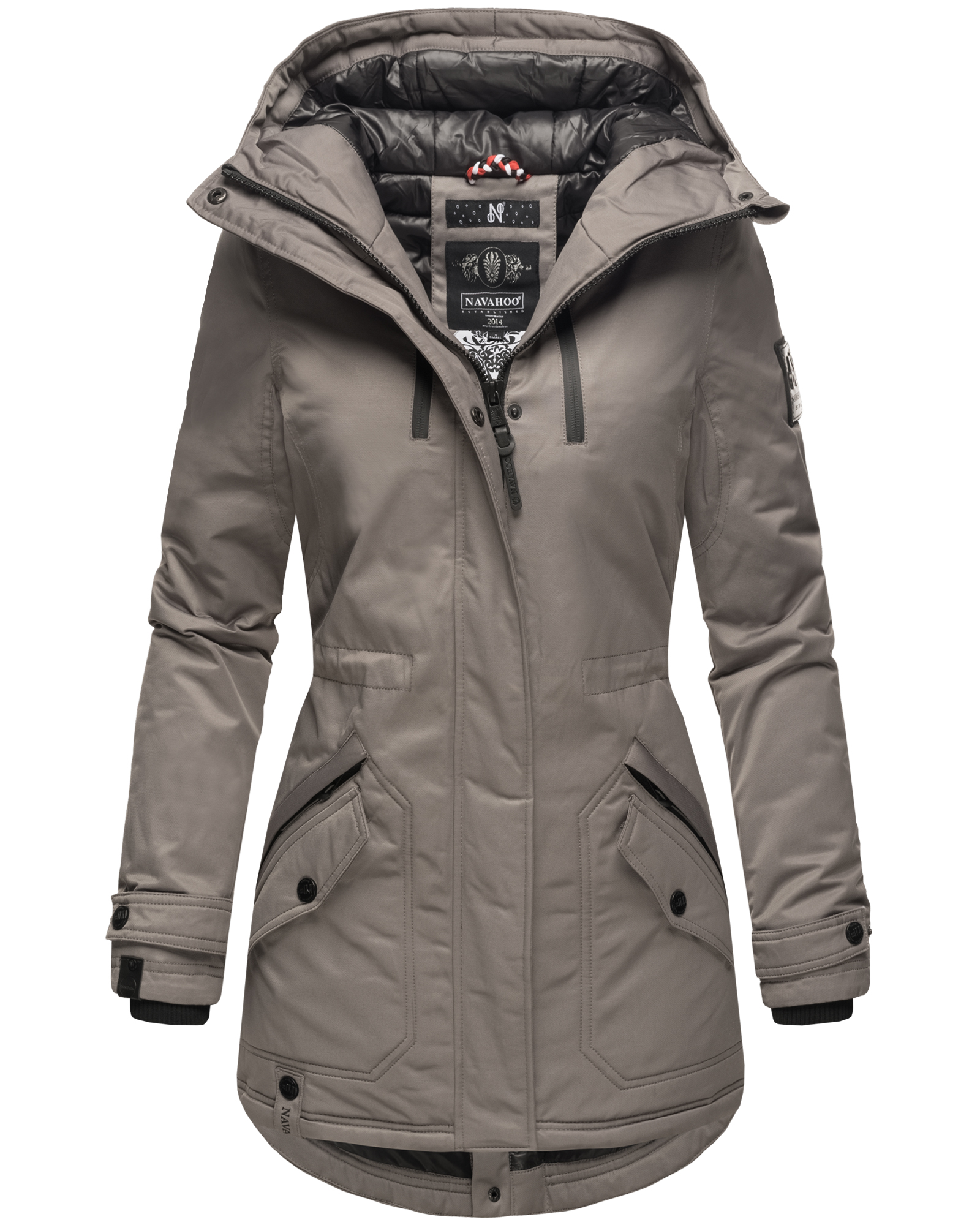 Navahoo Avrille Sportliche Damen Winterjacke mit Kapuze Grau Gr. 42 - XL