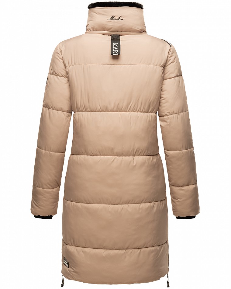 Marikoo Streliziaa Damen Wintermantel Parka mit Kapuze & Kunstfell Taupe Gr. 40 - L