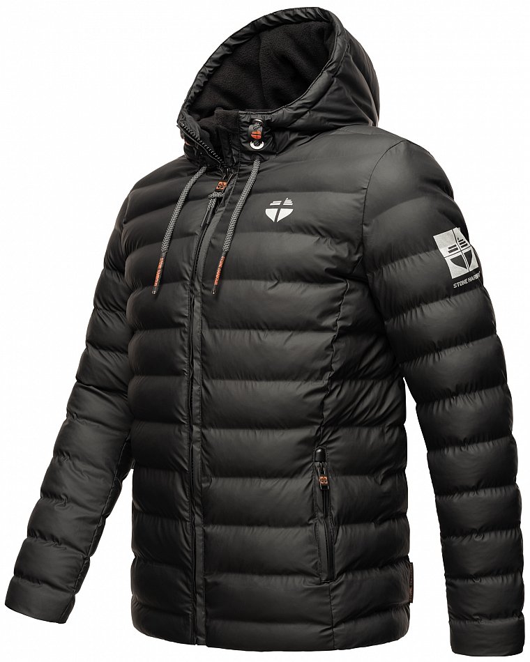 Stone Harbour Herren Winter Regen Steppjacke Zaharoo mit Kapuze Schwarz Gr. 46 - S