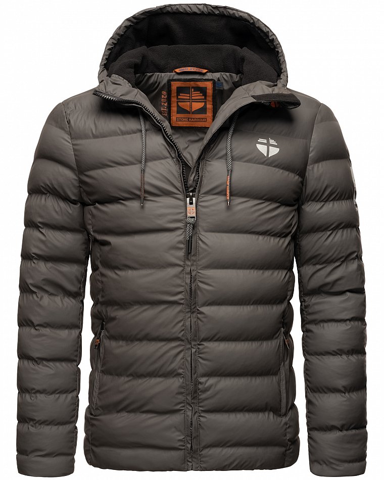 Stone Harbour Herren Winter Regen Steppjacke Zaharoo mit Kapuze Anthrazit Gr. 46 - S