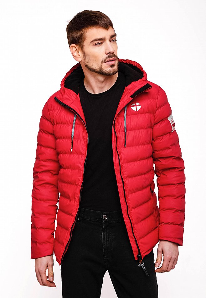 Stone Harbour Herren Winter Regen Steppjacke Zaharoo mit Kapuze Chili Red Gr. 48 - M