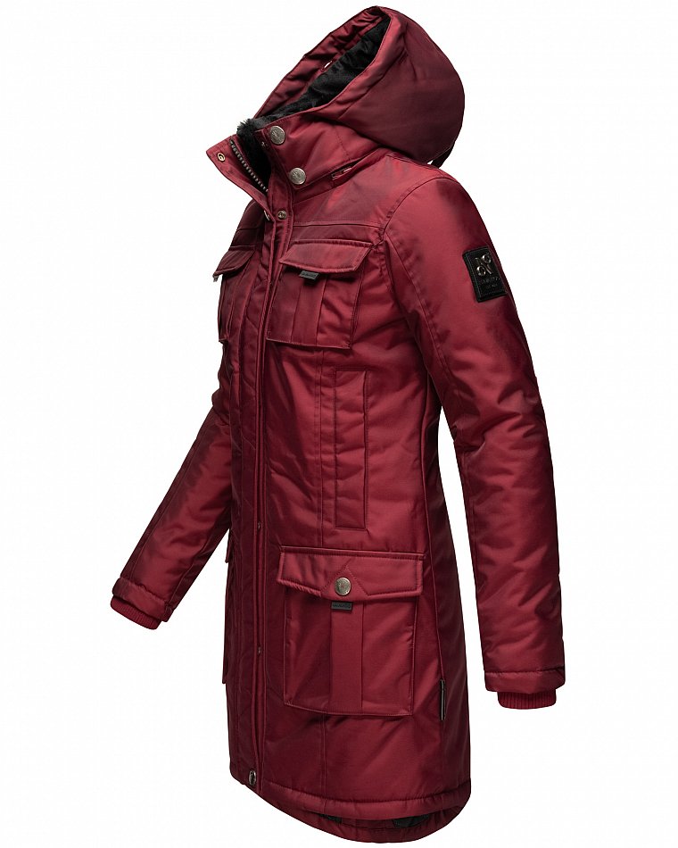 Navahoo Winterparka Wintermantel mit Kapuze & Kunstfell Tiniis Bordeaux Gr. 36 - S