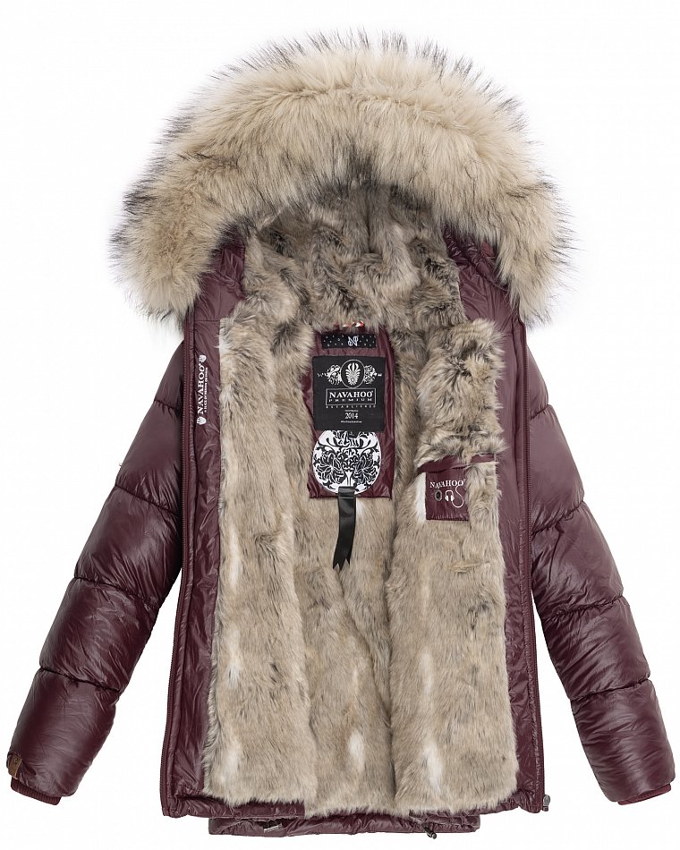 Navahoo Damen Winter Jacke Steppjacke mit Kunstpelz Tikunaa Winerot Gr. 38 - M