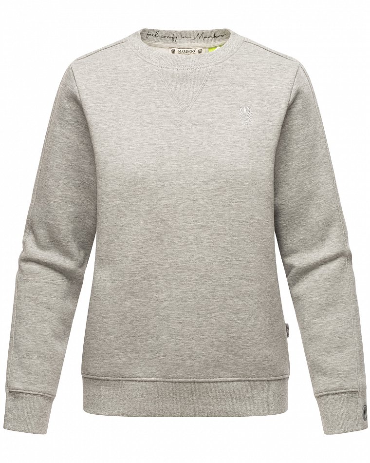Marikoo Umikoo Damen Pullover Recycled Sweatshirt Grau Melange Gr. 40 - L