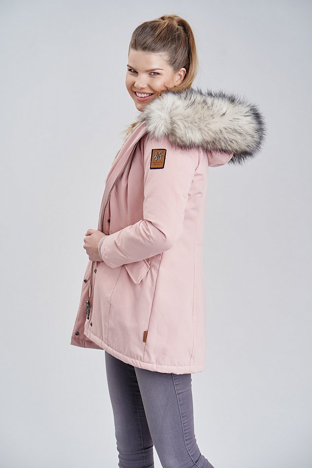 Navahoo Cristal Winterjacke Winterparka mit Kapuze & Kunstfell Rosa Gr. 42 - XL