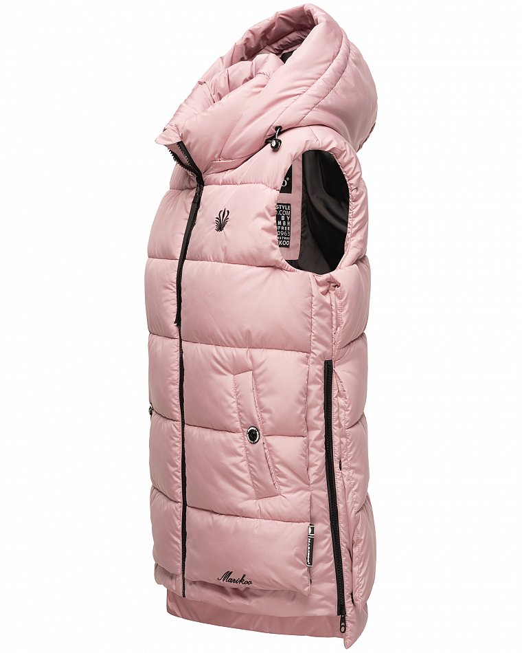 Marikoo Zarinaa Damen Übergangsweste Steppweste mit Kapuze Powder Rose 40 - L