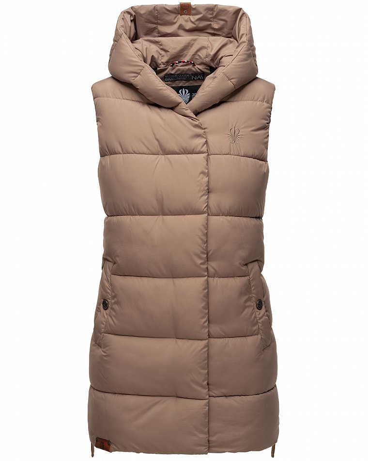 Navahoo Madilynaa Damen Winter Steppweste mit Kapuze Taupe Gr. 34 - XS Navahoo Madilynaa Damen Winter Steppweste mit Kapuze Taupe Gr. 34 - XS