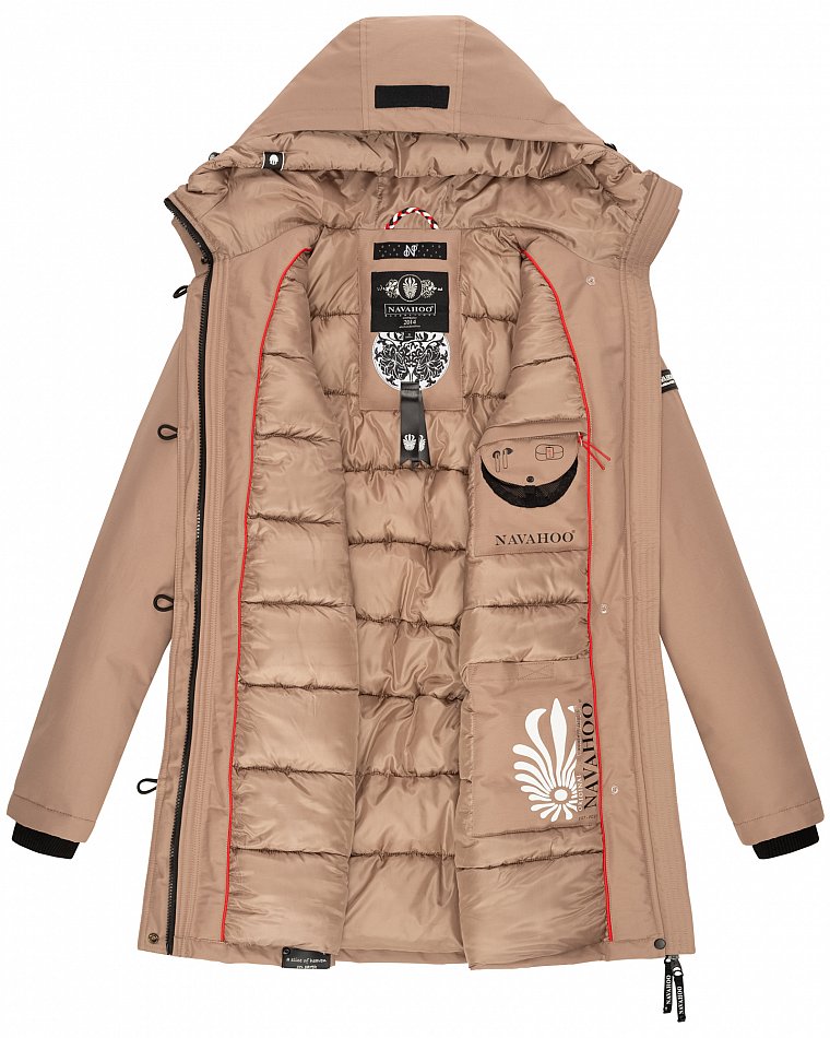Navahoo Freezestoorm Damen Parka Winterjacke gefüttert Taupe Gr. 36 - S