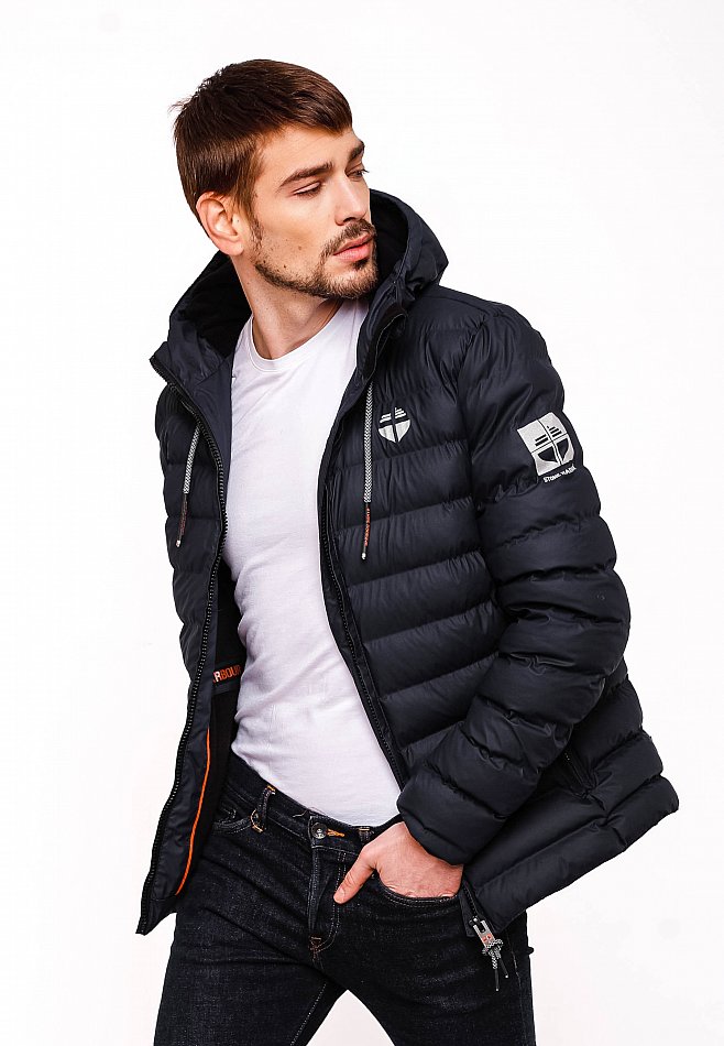 Stone Harbour Herren Winter Regen Steppjacke Zaharoo mit Kapuze Navy Gr. 50 - L