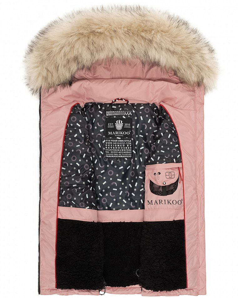 Marikoo Eisflöckchen Damen Winter Steppweste mit Kunstfell Powder Rose Gr. 40 - L