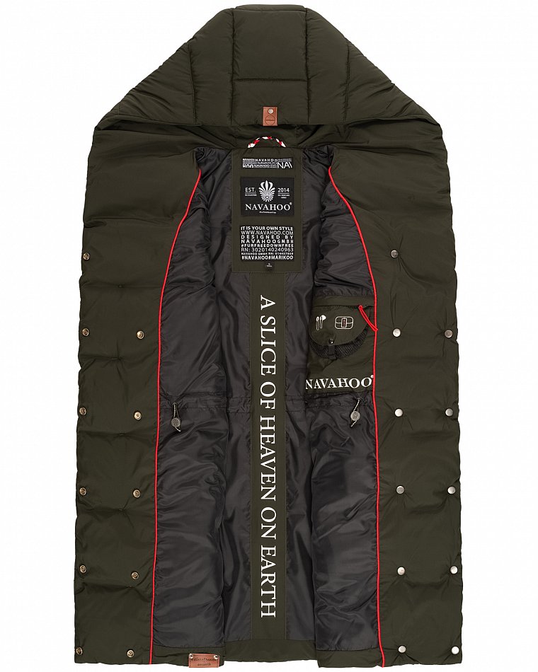 Navahoo Madilynaa Damen Winter Steppweste mit Kapuze Olive Gr. 38 - M