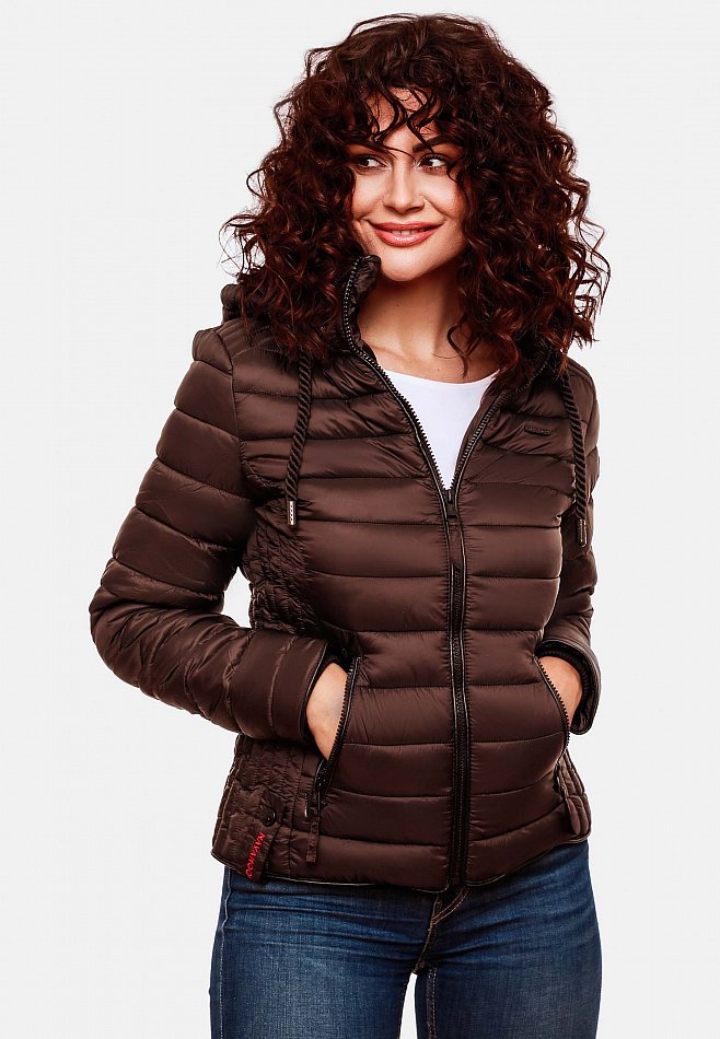 Navahoo Lulana Damen Übergangs Steppjacke mit Kapuze Schoko Gr. 34 - XS