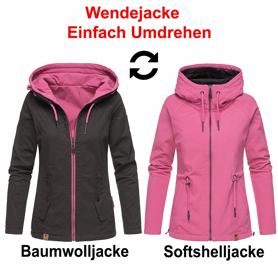 Marikoo Chuu Damen Wende Jacke Übergangsjacke Schwarz Gr. 44 - XXL