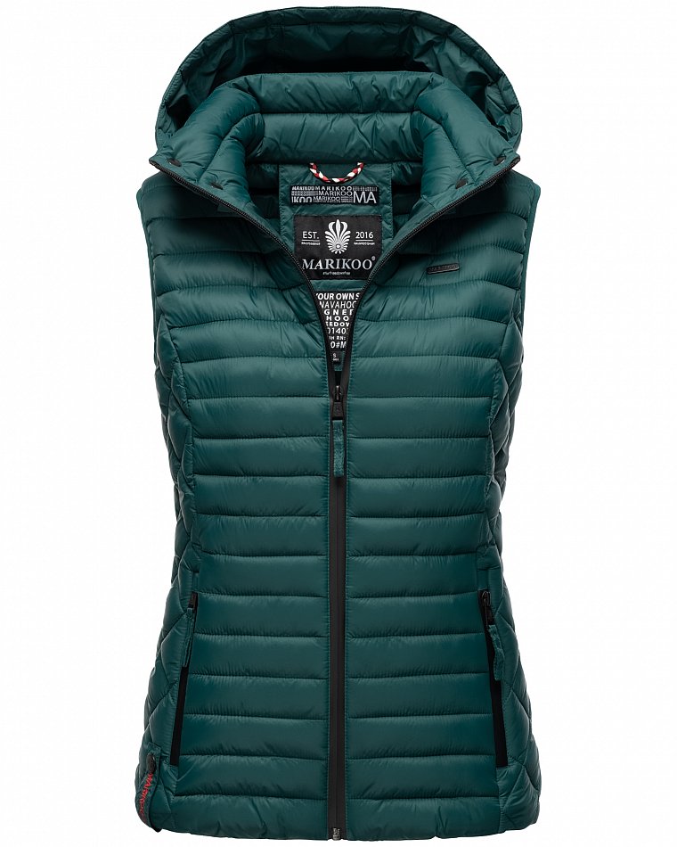 Marikoo Hasenpfote Damen Weste Steppweste mit Kapuze Ocean Green Gr. 36 - S