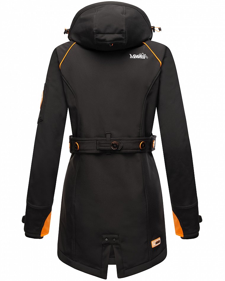 Marikoo Elegante Damen Übergangs Softshell Jacke mit Kapuze Soulinaa Schwarz Gr. 36 - S